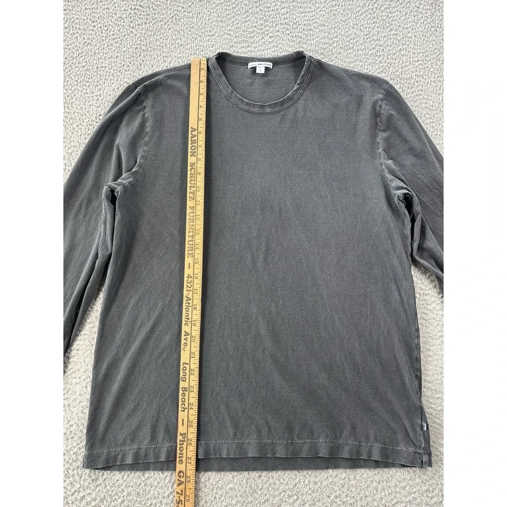 Standard James Perse T-Shirt Mens 3/Large Faded Black Crew Neck Long Sleeve - Picture 3 of 9